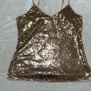 Allegra K Gold Sequin Camisole Top